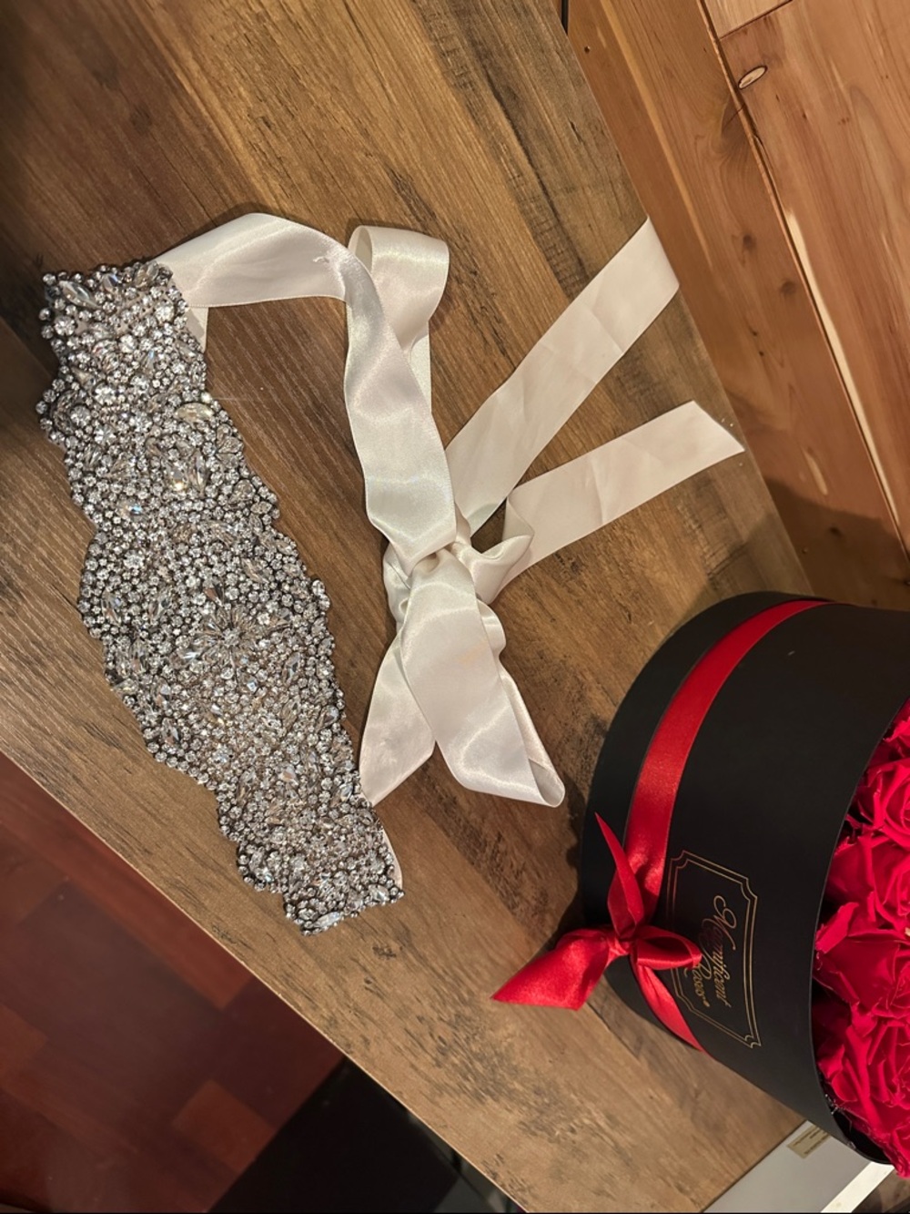 Crystal Embellished Ivory Sash Belt - Women Accessories (David’s Bridal)